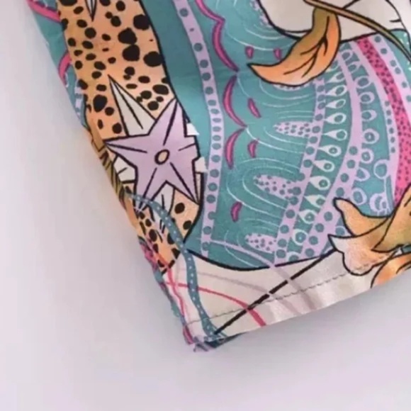 Green Cosmic Galaxy Moon Boho Short Kimono Coverup Robe - Picture 9 of 9